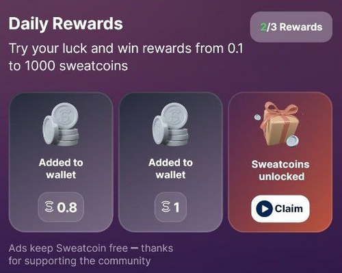 Sweat daily rewards
