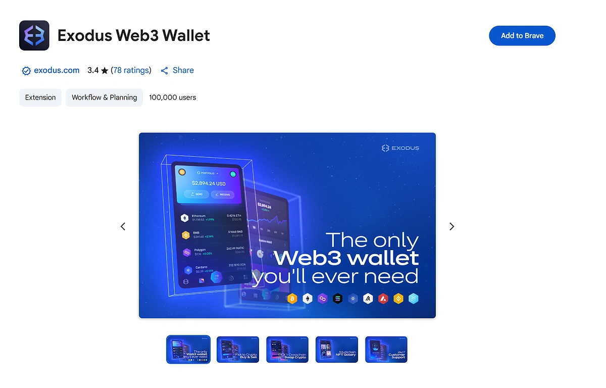 exodus chrome extension