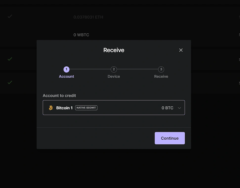 ledger receive bitcoin