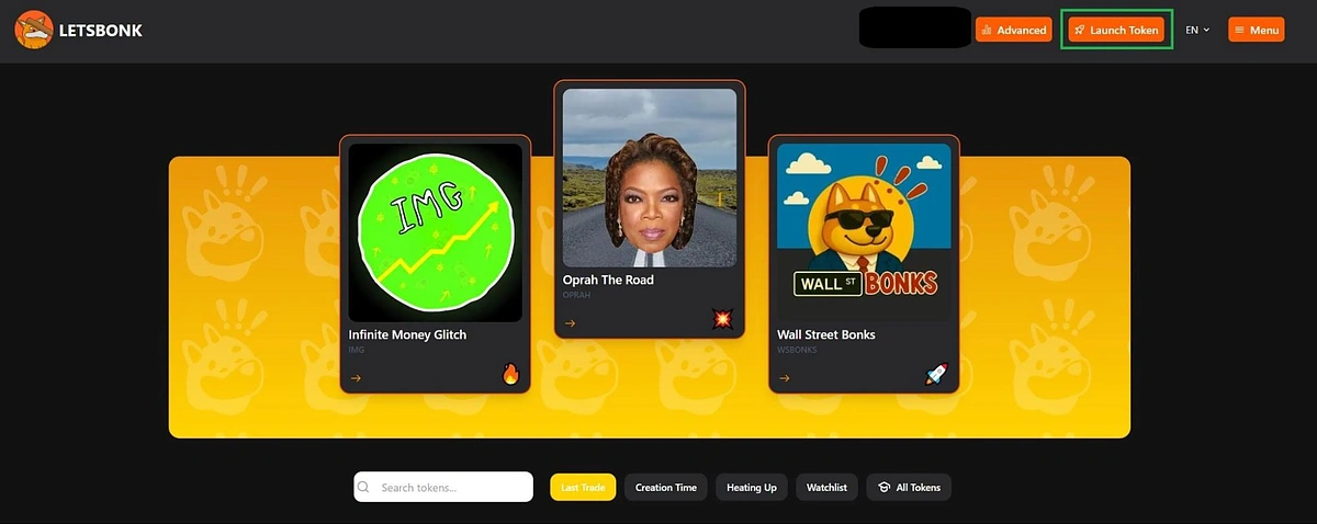 letsbonk launch coin button