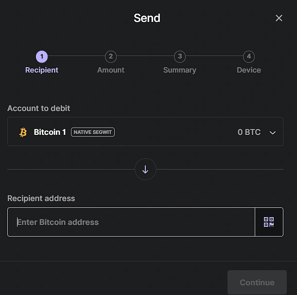 receiving bitcoin ledger