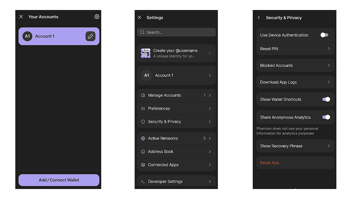 Set up Biometric Security Phantom Wallet