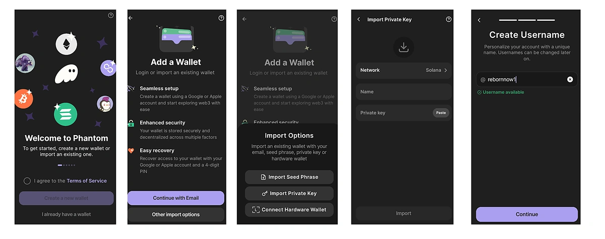 Import wallet to Phantom