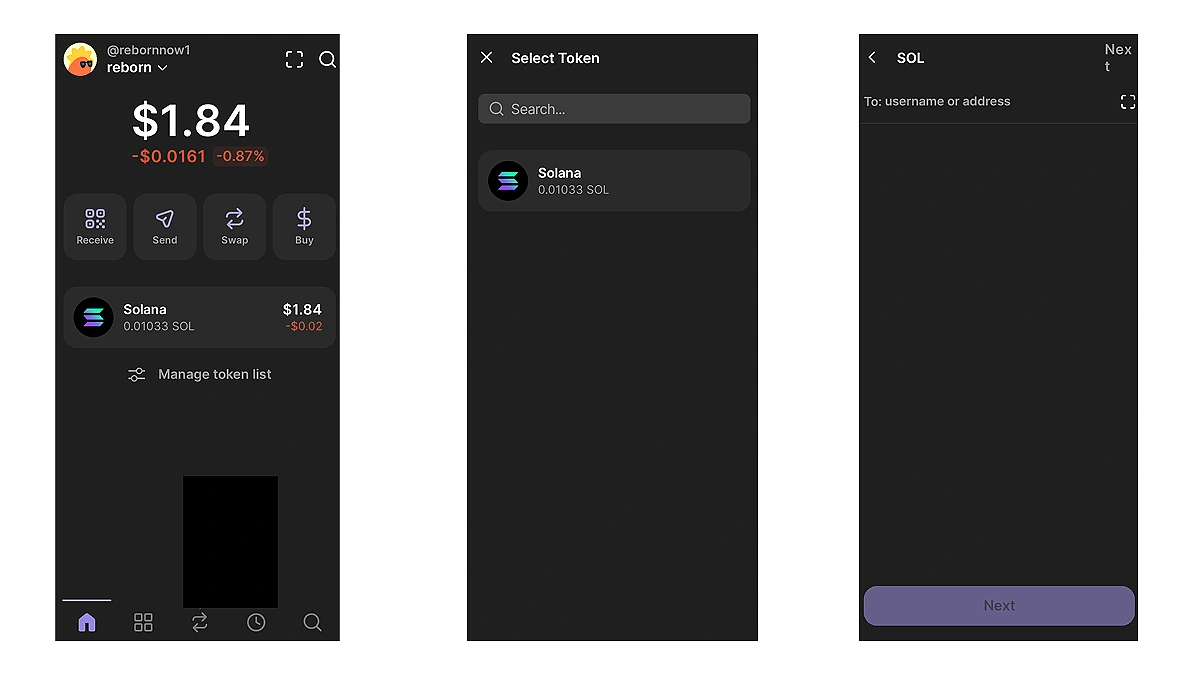 Send cryptocurrencies on Phantom Wallet