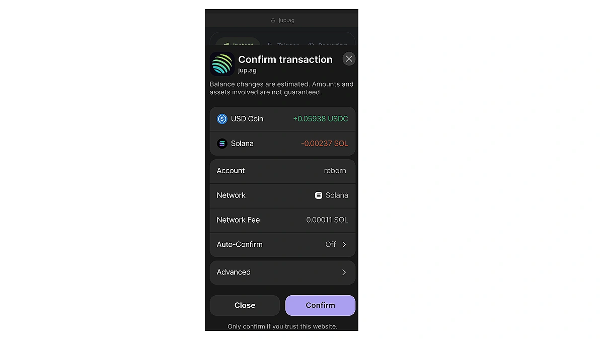 Transaction Preview on Phantom
